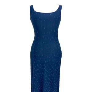 ALEXIA ADMOR navy beaded sleeveless stretchy maxi dress - SZ M